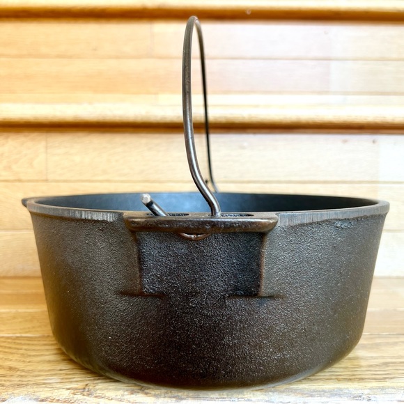 WAGNER 1891 Cast Iron Dutch Oven Bail Handle Pre Seasoned Saute Fry Baking Roast